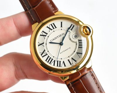 Cartier 18K Gold 42MM Mechanical Movement Men's Gold Bezel Watch